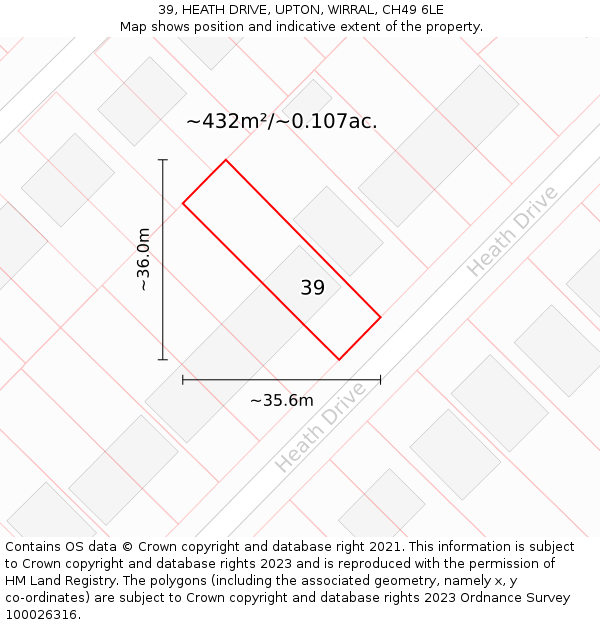 39, HEATH DRIVE, UPTON, WIRRAL, CH49 6LE: Plot and title map