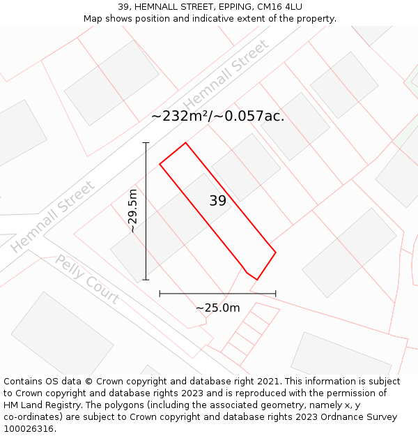 39, HEMNALL STREET, EPPING, CM16 4LU: Plot and title map