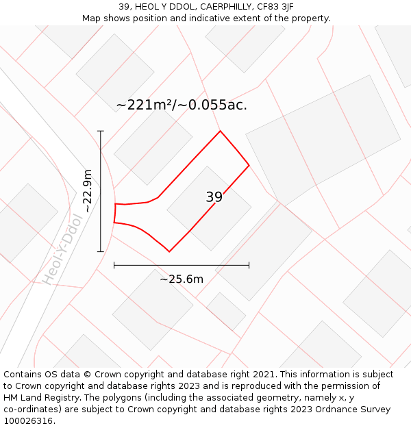 39, HEOL Y DDOL, CAERPHILLY, CF83 3JF: Plot and title map