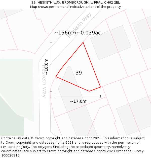39, HESKETH WAY, BROMBOROUGH, WIRRAL, CH62 2EL: Plot and title map