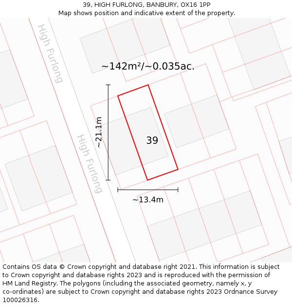 39, HIGH FURLONG, BANBURY, OX16 1PP: Plot and title map