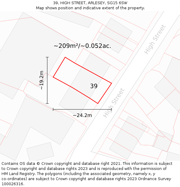 39, HIGH STREET, ARLESEY, SG15 6SW: Plot and title map