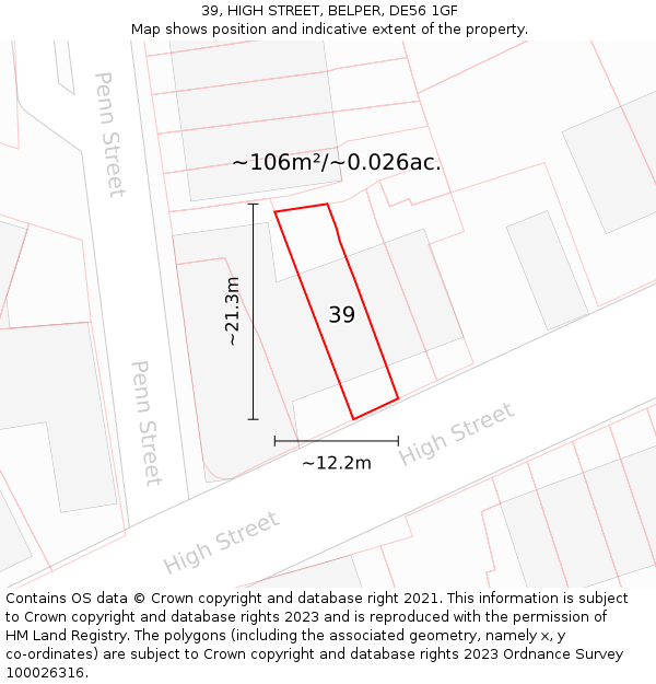 39, HIGH STREET, BELPER, DE56 1GF: Plot and title map