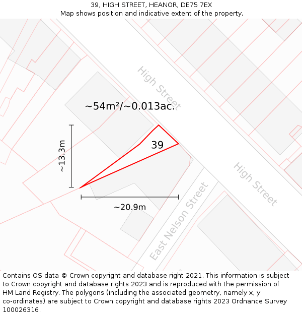 39, HIGH STREET, HEANOR, DE75 7EX: Plot and title map