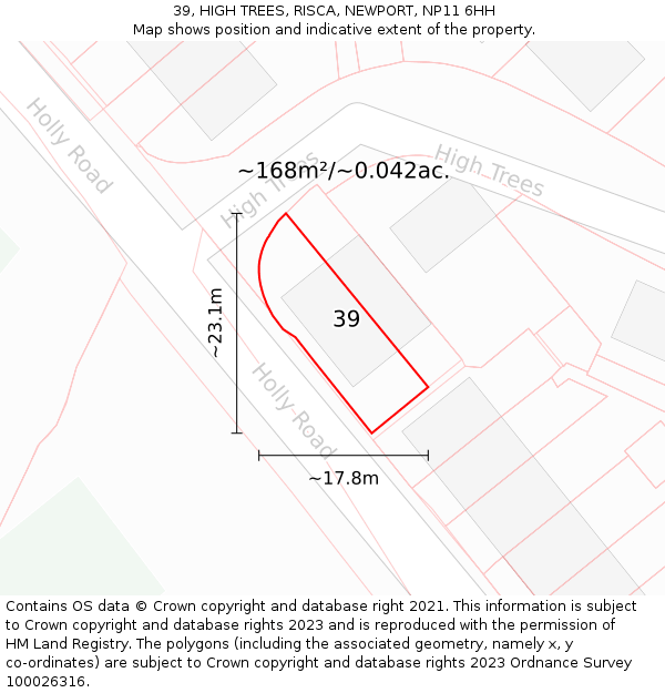 39, HIGH TREES, RISCA, NEWPORT, NP11 6HH: Plot and title map