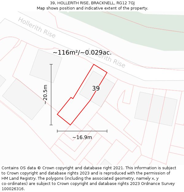 39, HOLLERITH RISE, BRACKNELL, RG12 7GJ: Plot and title map