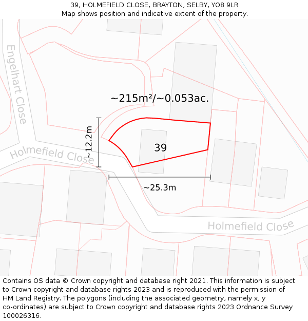 39, HOLMEFIELD CLOSE, BRAYTON, SELBY, YO8 9LR: Plot and title map