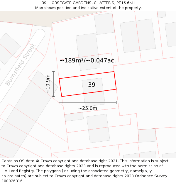 39, HORSEGATE GARDENS, CHATTERIS, PE16 6NH: Plot and title map