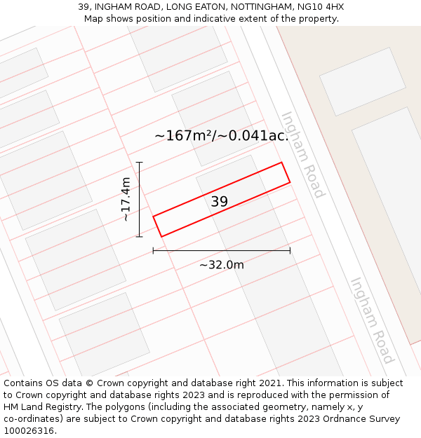 39, INGHAM ROAD, LONG EATON, NOTTINGHAM, NG10 4HX: Plot and title map