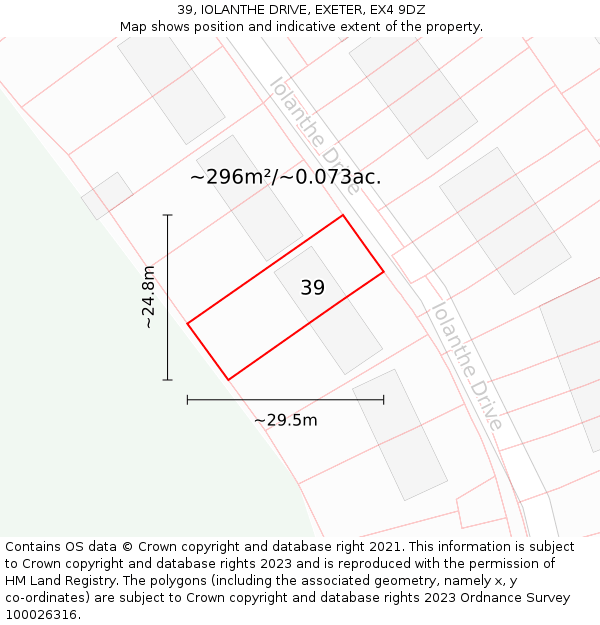 39, IOLANTHE DRIVE, EXETER, EX4 9DZ: Plot and title map