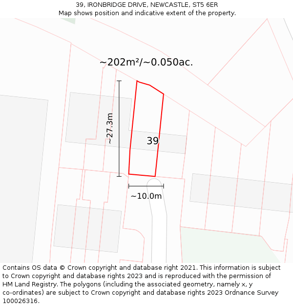 39, IRONBRIDGE DRIVE, NEWCASTLE, ST5 6ER: Plot and title map