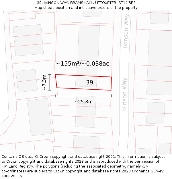 39, IVINSON WAY, BRAMSHALL, UTTOXETER, ST14 5BF: Plot and title map