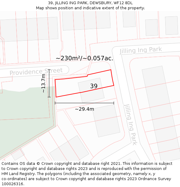39, JILLING ING PARK, DEWSBURY, WF12 8DL: Plot and title map