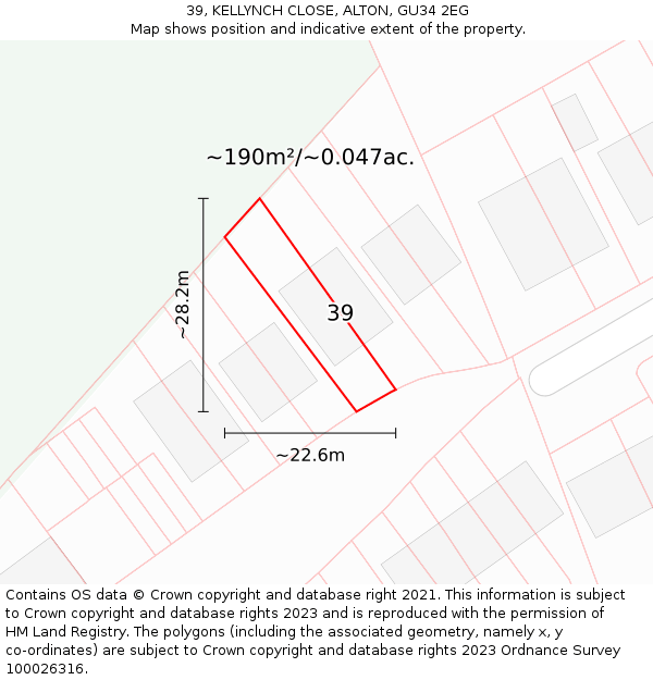 39, KELLYNCH CLOSE, ALTON, GU34 2EG: Plot and title map