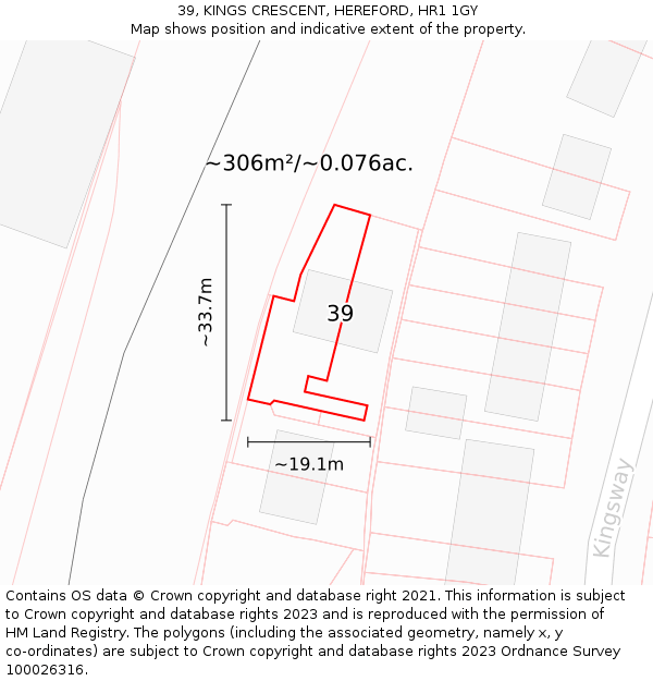39, KINGS CRESCENT, HEREFORD, HR1 1GY: Plot and title map