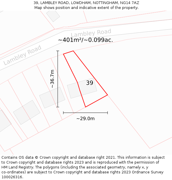39, LAMBLEY ROAD, LOWDHAM, NOTTINGHAM, NG14 7AZ: Plot and title map