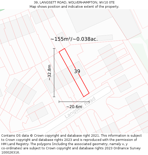 39, LANGSETT ROAD, WOLVERHAMPTON, WV10 0TE: Plot and title map