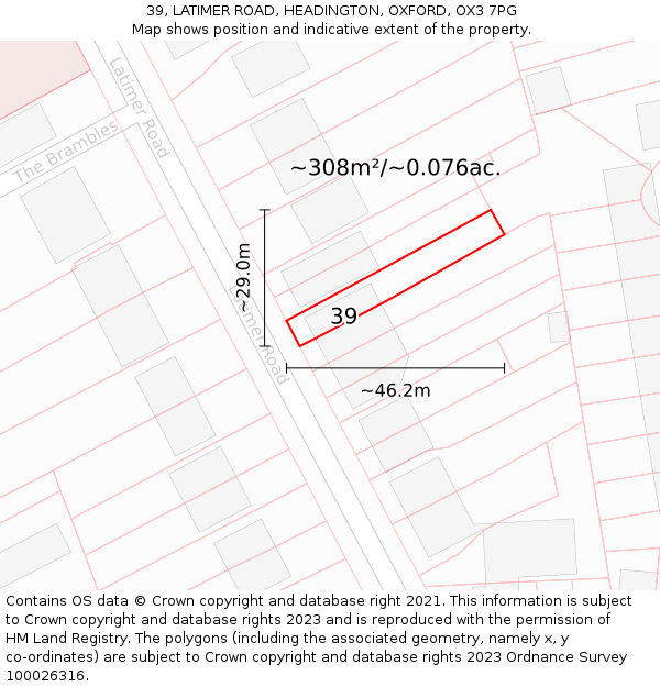 39, LATIMER ROAD, HEADINGTON, OXFORD, OX3 7PG: Plot and title map