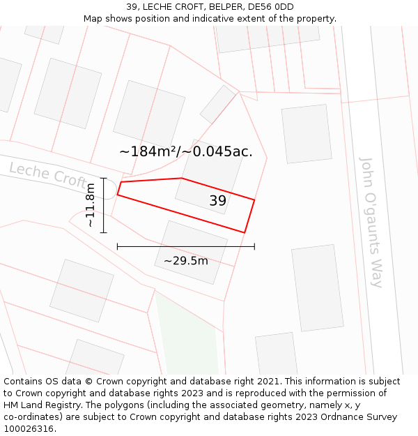 39, LECHE CROFT, BELPER, DE56 0DD: Plot and title map