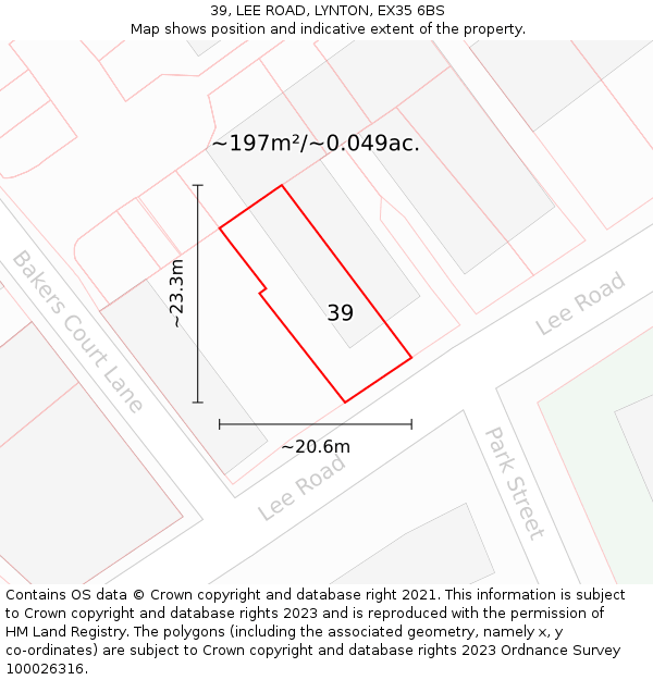 39, LEE ROAD, LYNTON, EX35 6BS: Plot and title map