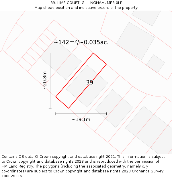39, LIME COURT, GILLINGHAM, ME8 0LP: Plot and title map