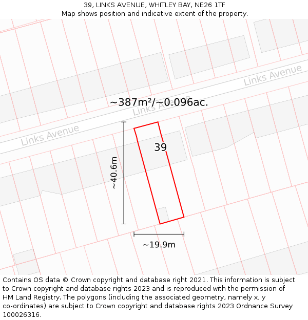 39, LINKS AVENUE, WHITLEY BAY, NE26 1TF: Plot and title map