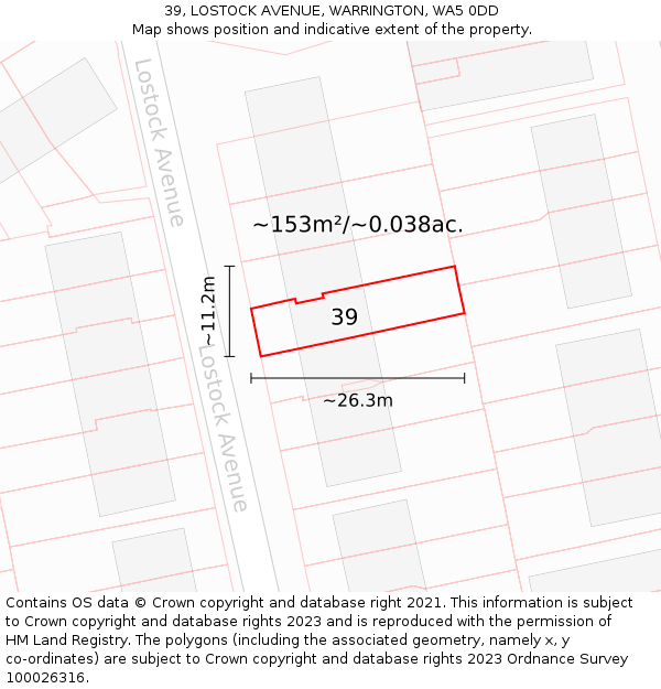 39, LOSTOCK AVENUE, WARRINGTON, WA5 0DD: Plot and title map