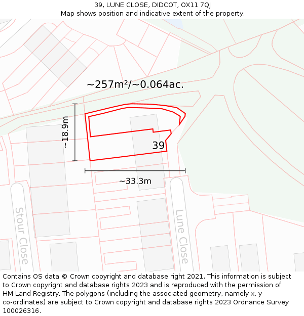39, LUNE CLOSE, DIDCOT, OX11 7QJ: Plot and title map