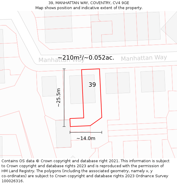 39, MANHATTAN WAY, COVENTRY, CV4 9GE: Plot and title map