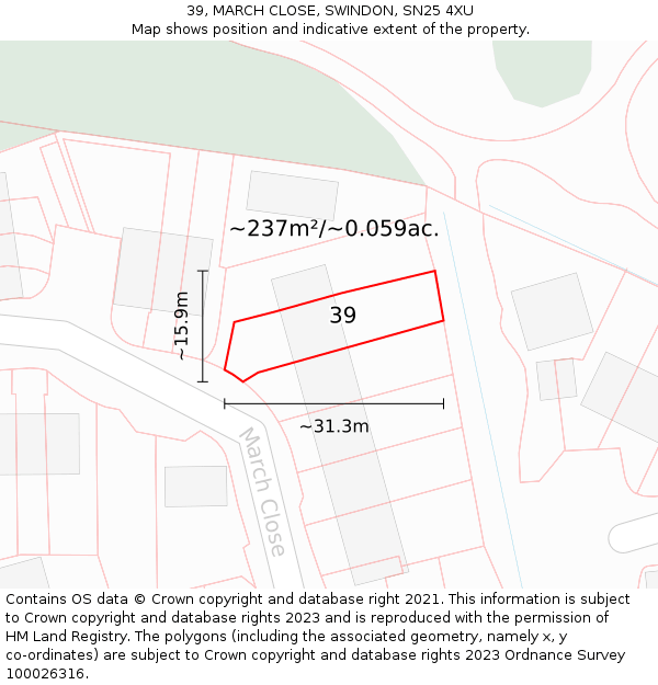 39, MARCH CLOSE, SWINDON, SN25 4XU: Plot and title map
