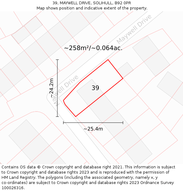 39, MAYWELL DRIVE, SOLIHULL, B92 0PR: Plot and title map
