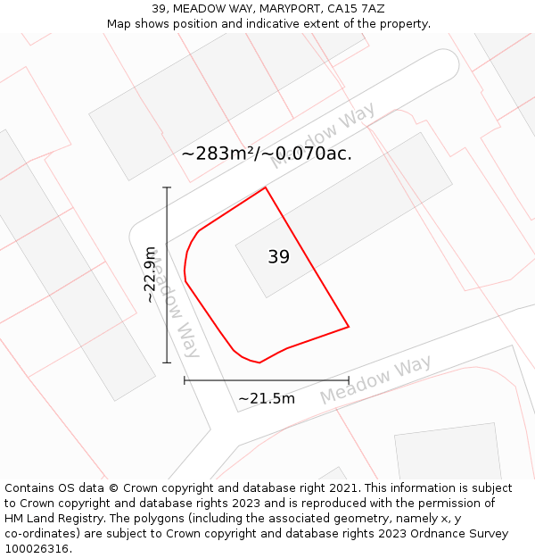 39, MEADOW WAY, MARYPORT, CA15 7AZ: Plot and title map