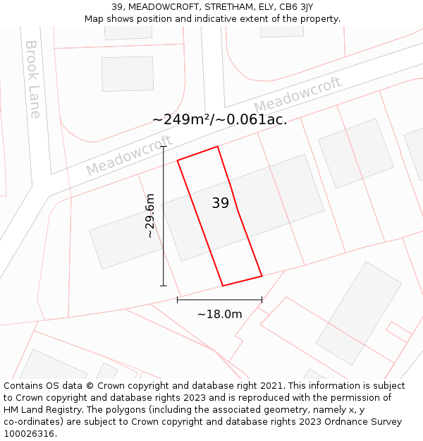39, MEADOWCROFT, STRETHAM, ELY, CB6 3JY: Plot and title map