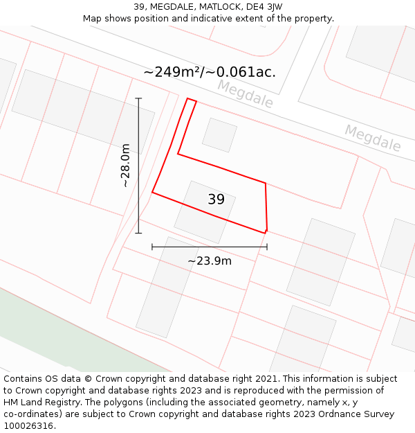 39, MEGDALE, MATLOCK, DE4 3JW: Plot and title map
