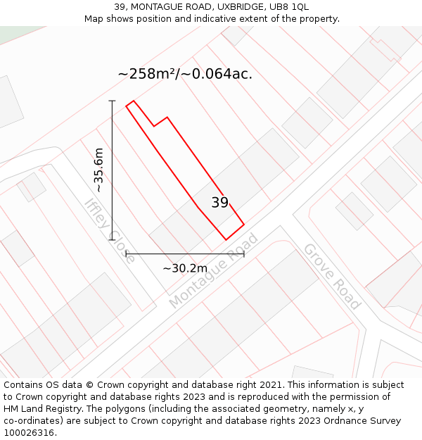 39, MONTAGUE ROAD, UXBRIDGE, UB8 1QL: Plot and title map