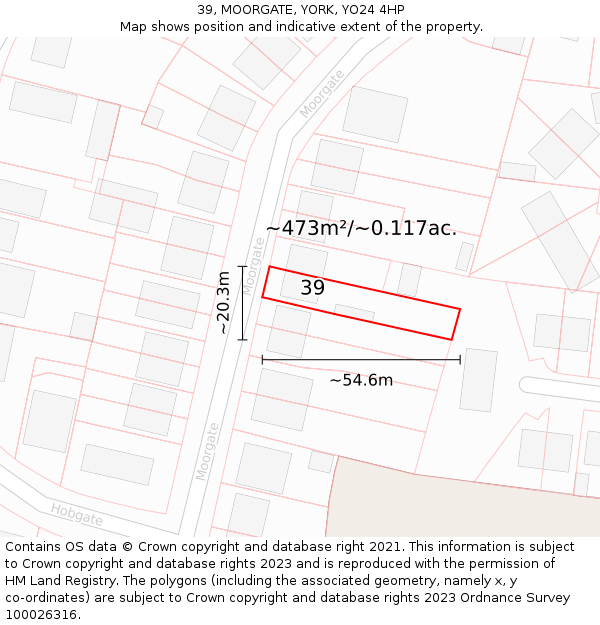 39, MOORGATE, YORK, YO24 4HP: Plot and title map