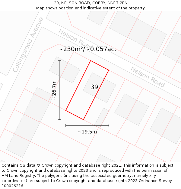 39, NELSON ROAD, CORBY, NN17 2RN: Plot and title map