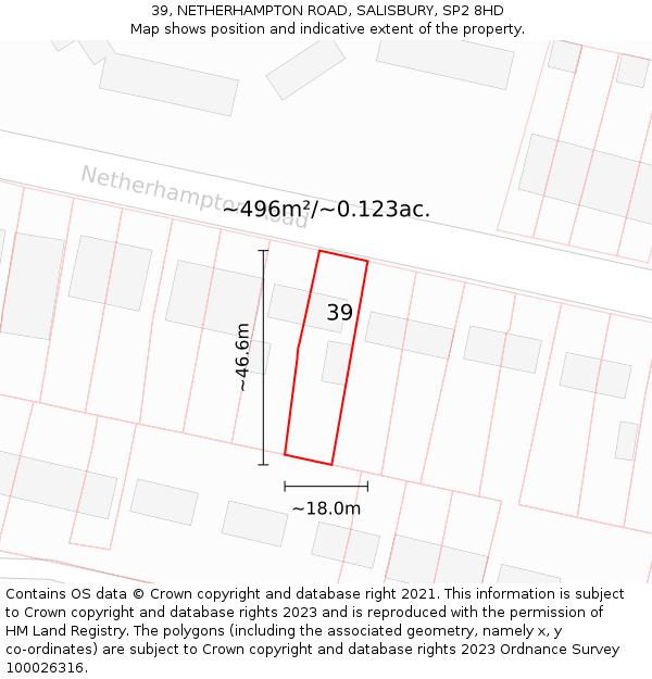 39, NETHERHAMPTON ROAD, SALISBURY, SP2 8HD: Plot and title map
