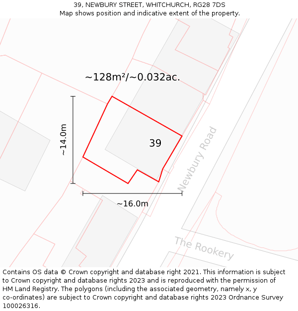 39, NEWBURY STREET, WHITCHURCH, RG28 7DS: Plot and title map