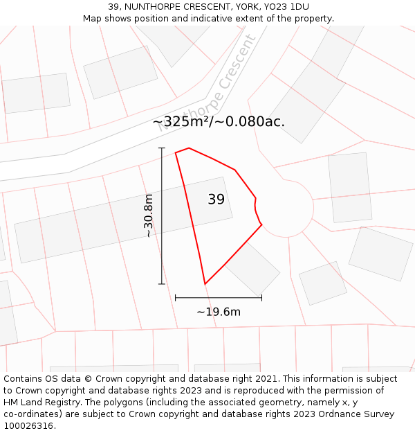 39, NUNTHORPE CRESCENT, YORK, YO23 1DU: Plot and title map