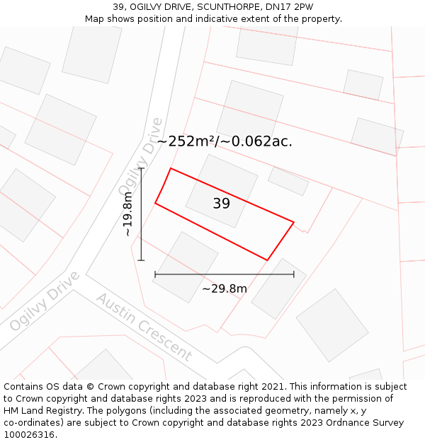 39, OGILVY DRIVE, SCUNTHORPE, DN17 2PW: Plot and title map