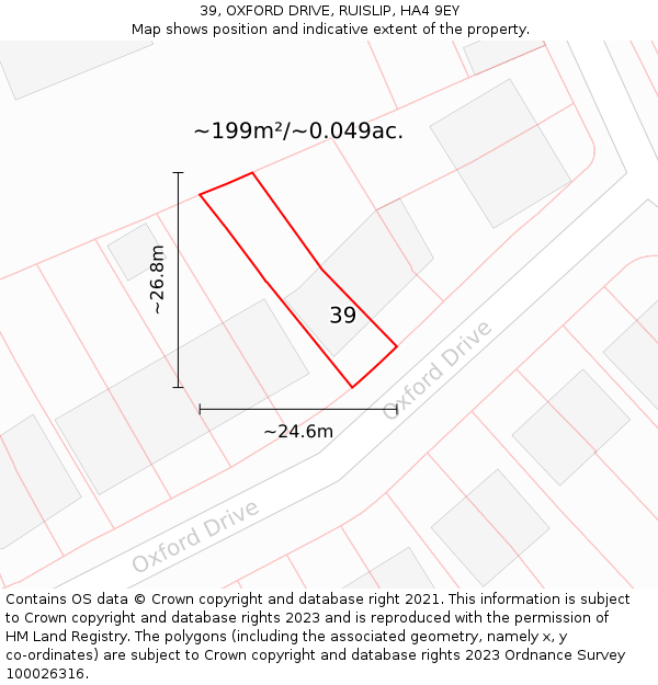 39, OXFORD DRIVE, RUISLIP, HA4 9EY: Plot and title map