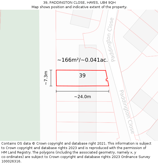 39, PADDINGTON CLOSE, HAYES, UB4 9QH: Plot and title map