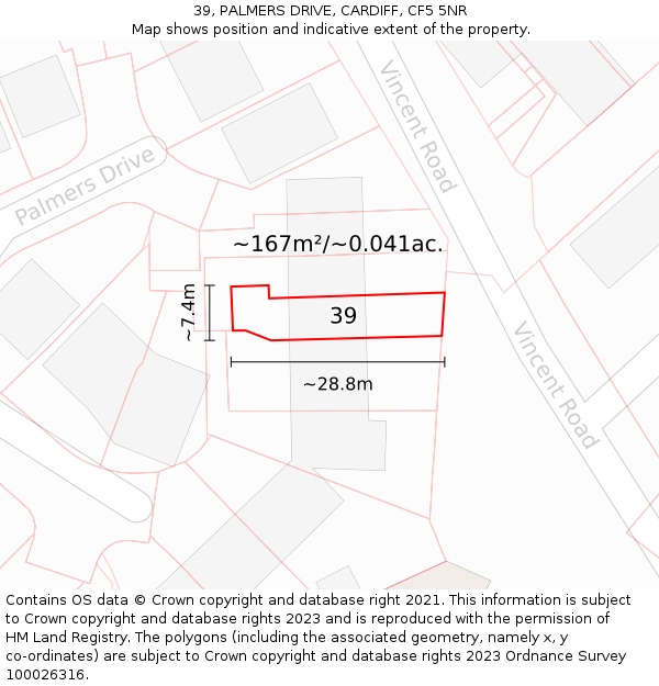 39, PALMERS DRIVE, CARDIFF, CF5 5NR: Plot and title map