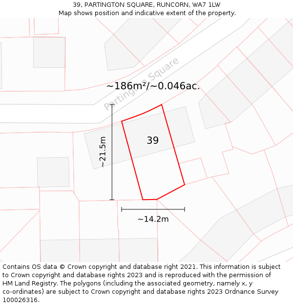 39, PARTINGTON SQUARE, RUNCORN, WA7 1LW: Plot and title map