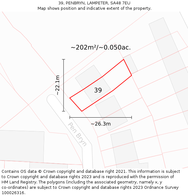 39, PENBRYN, LAMPETER, SA48 7EU: Plot and title map