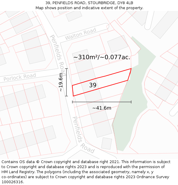 39, PENFIELDS ROAD, STOURBRIDGE, DY8 4LB: Plot and title map