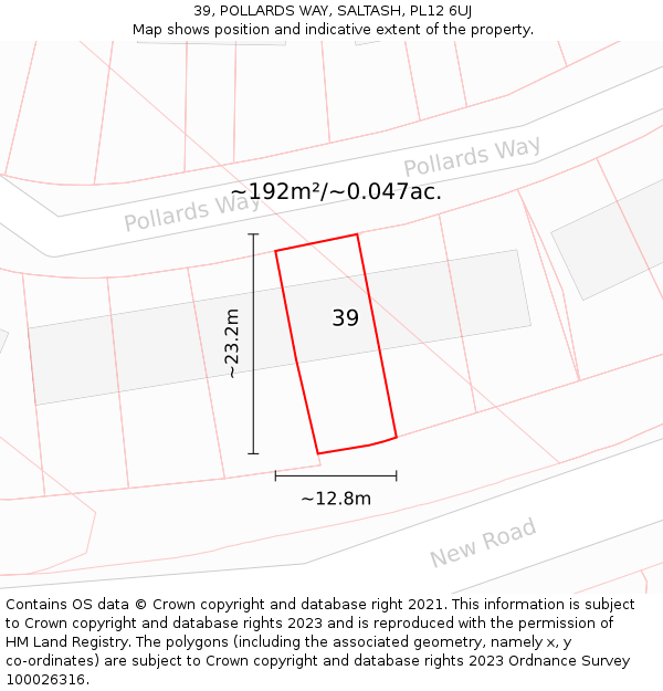 39, POLLARDS WAY, SALTASH, PL12 6UJ: Plot and title map