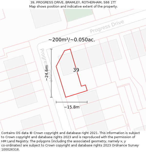 39, PROGRESS DRIVE, BRAMLEY, ROTHERHAM, S66 1TT: Plot and title map