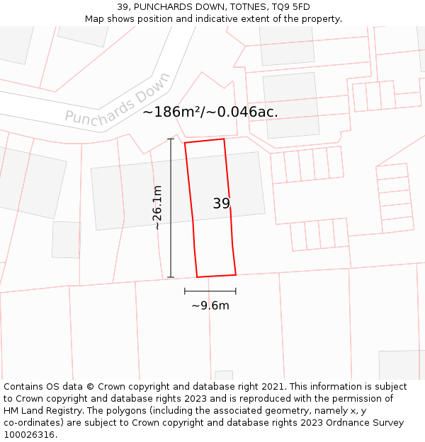 39, PUNCHARDS DOWN, TOTNES, TQ9 5FD: Plot and title map